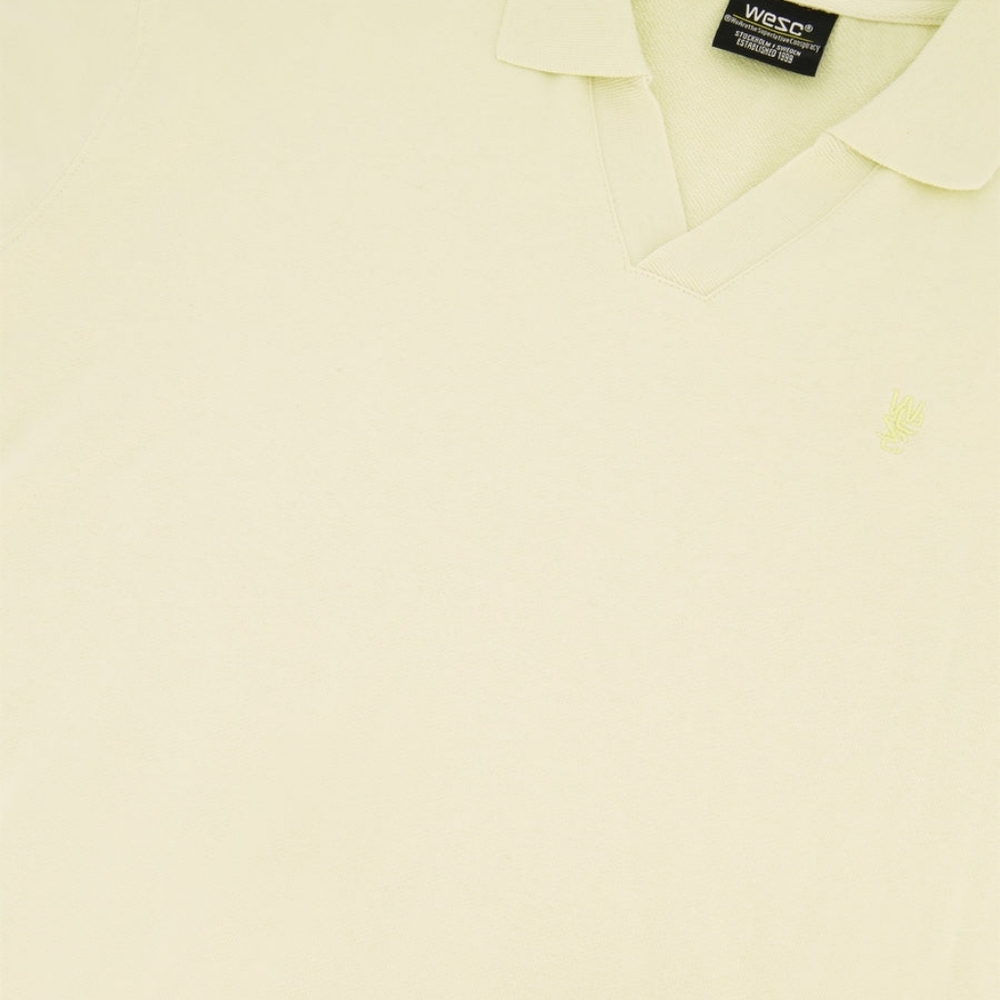 Men's WeSC "Johnny Collar Pullover Sweatshirt"  In Cloud Cream, Sz L